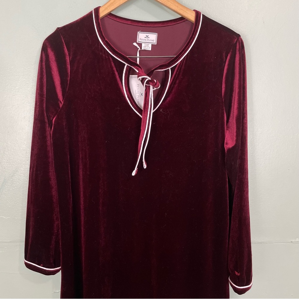 Petite Plum Royal Garnet Velour Harlow Nightgown Red Maroon Women Medium - Picture 3 of 11